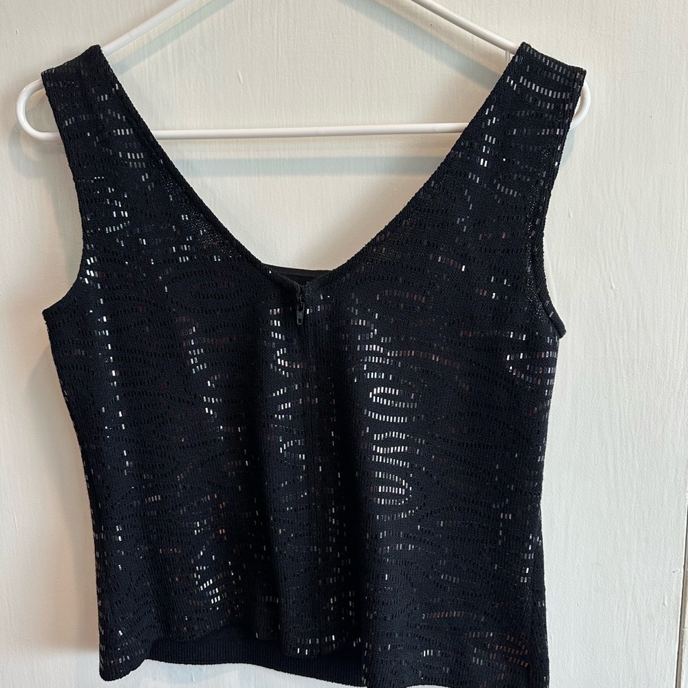 St. John Women's Black Sequined Tank Top Size S - Picture 3 of 7